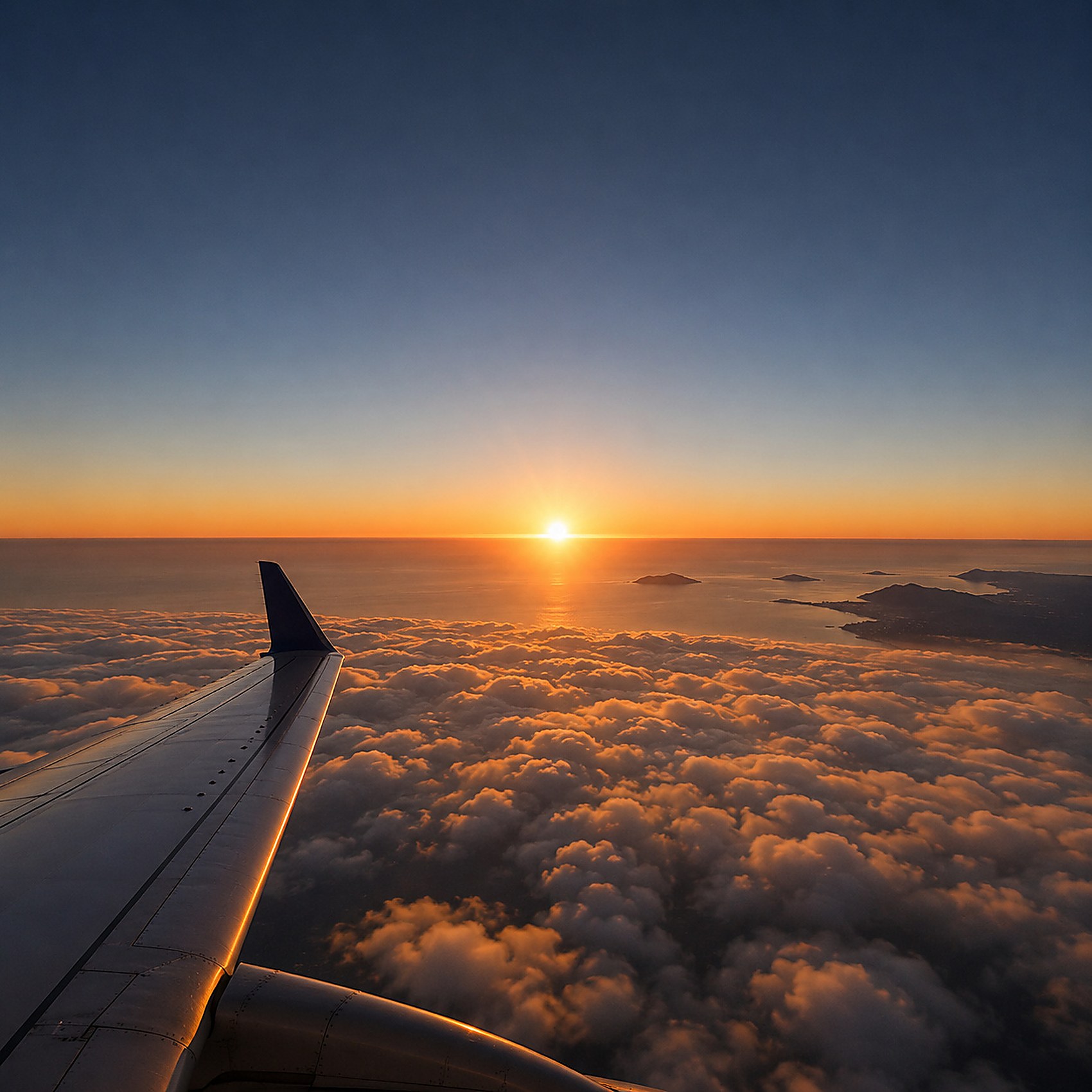 Coucher de soleil vu depuis un avion en vol